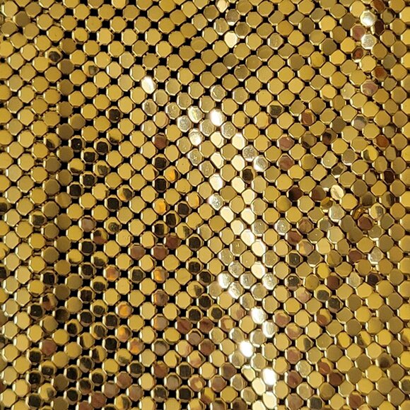 Gold Tone Chainmail Tie Belt Metal Mesh & Black Leather Backing Disco Gl… - Picture 5 of 5